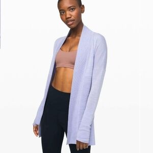 Lululemon Sit In Lotus Wrap II. Heathered Lavender Dusk. Open Front. Long Sleeve